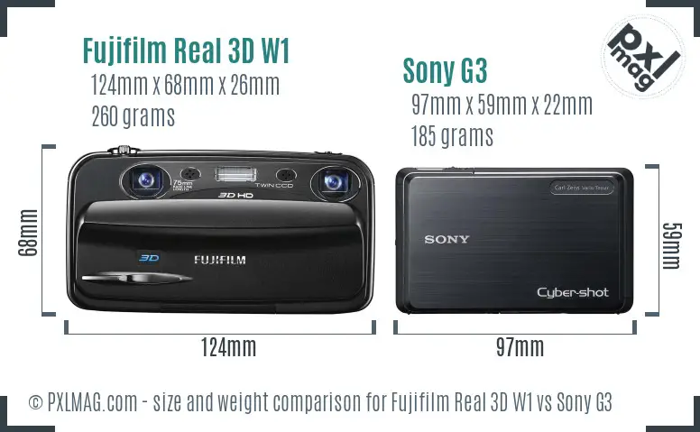 Fujifilm Real 3D W1 vs Sony G3 size comparison Fujifilm Real 3D W1 vs Sony G3 size comparison