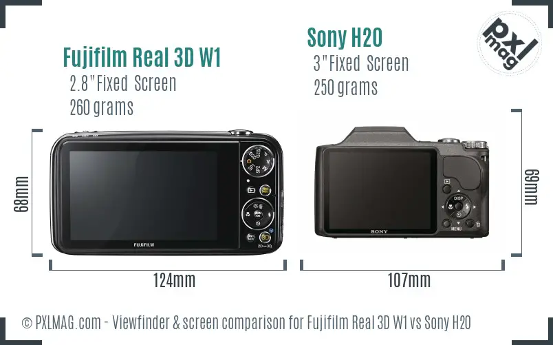 Fujifilm Real 3D W1 vs Sony H20 Screen and Viewfinder comparison