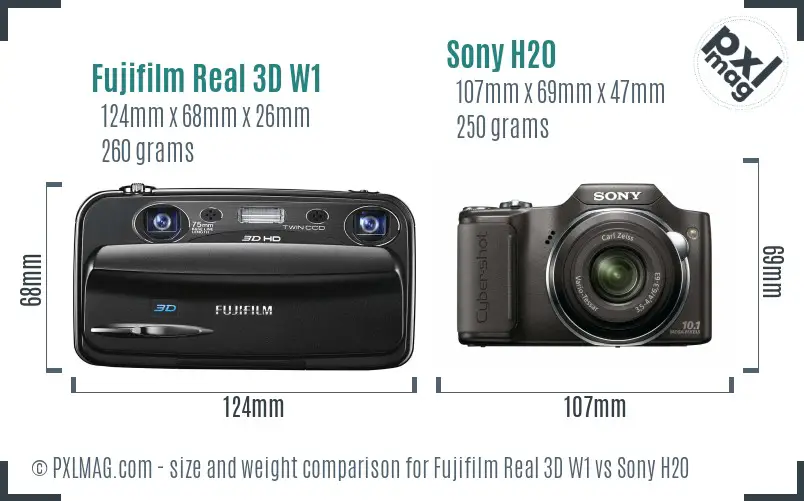 Fujifilm Real 3D W1 vs Sony H20 size comparison