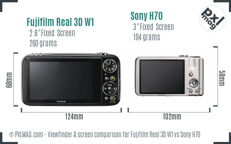 Fujifilm Real 3D W1 vs Sony H70 Screen and Viewfinder comparison