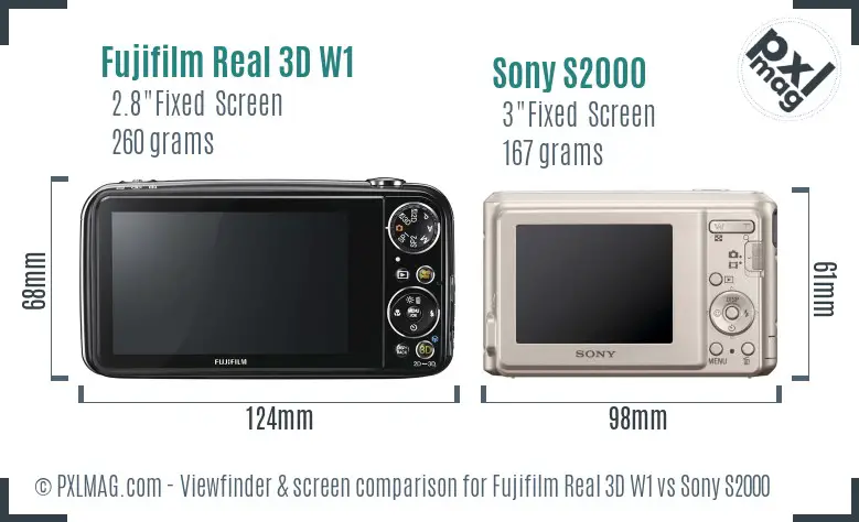 Fujifilm Real 3D W1 vs Sony S2000 Screen and Viewfinder comparison