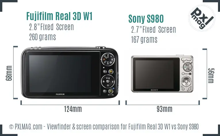 Fujifilm Real 3D W1 vs Sony S980 Screen and Viewfinder comparison