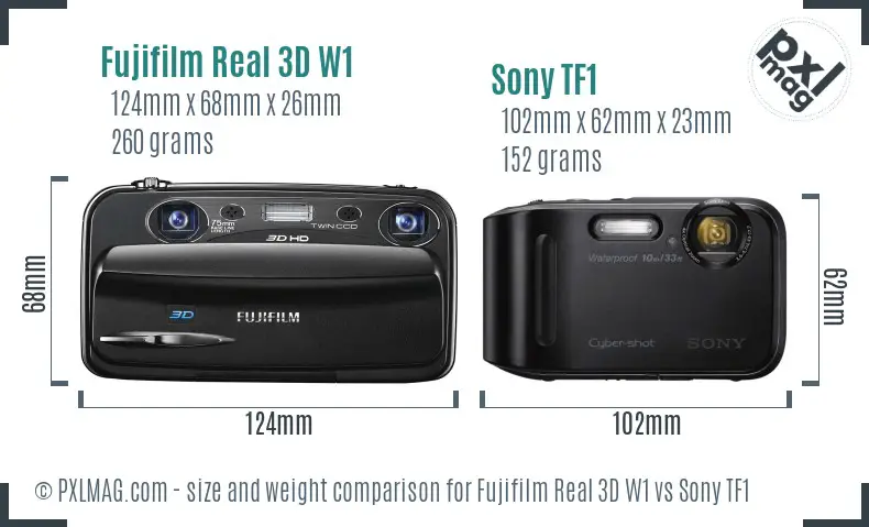 Fujifilm Real 3D W1 vs Sony TF1 size comparison