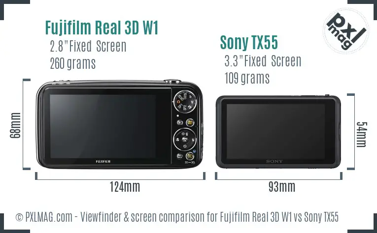 Fujifilm Real 3D W1 vs Sony TX55 Screen and Viewfinder comparison Fujifilm Real 3D W1 vs Sony TX55 Screen and Viewfinder comparison