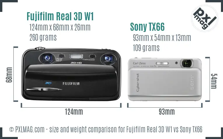 Fujifilm Real 3D W1 vs Sony TX66 size comparison Fujifilm Real 3D W1 vs Sony TX66 size comparison