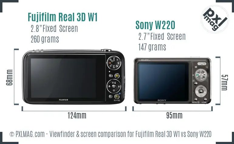 Fujifilm Real 3D W1 vs Sony W220 Screen and Viewfinder comparison Fujifilm Real 3D W1 vs Sony W220 Screen and Viewfinder comparison