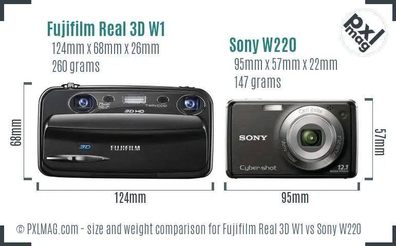 Fujifilm Real 3D W1 vs Sony W220 size comparison Fujifilm Real 3D W1 vs Sony W220 size comparison