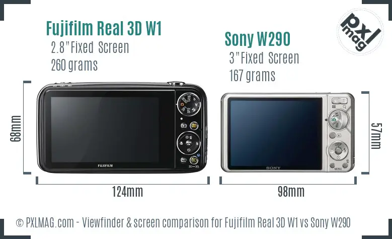 Fujifilm Real 3D W1 vs Sony W290 Screen and Viewfinder comparison