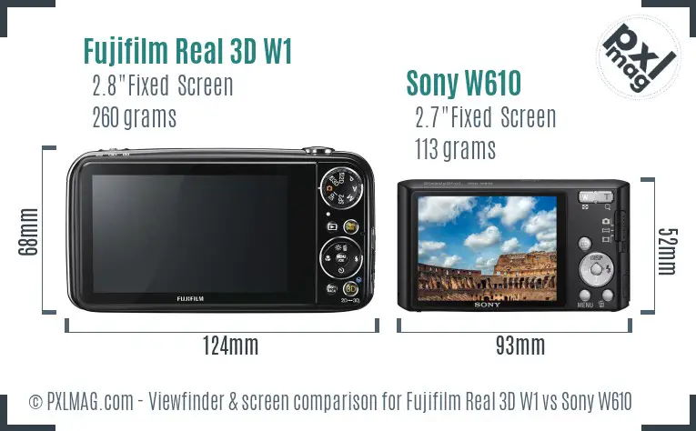 Fujifilm Real 3D W1 vs Sony W610 Screen and Viewfinder comparison Fujifilm Real 3D W1 vs Sony W610 Screen and Viewfinder comparison