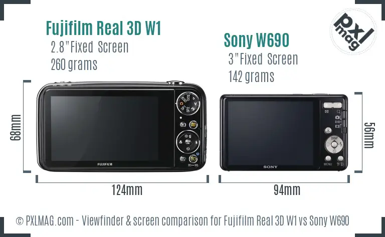 Fujifilm Real 3D W1 vs Sony W690 Screen and Viewfinder comparison