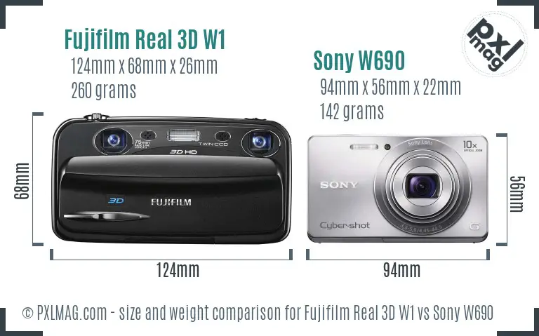 Fujifilm Real 3D W1 vs Sony W690 size comparison