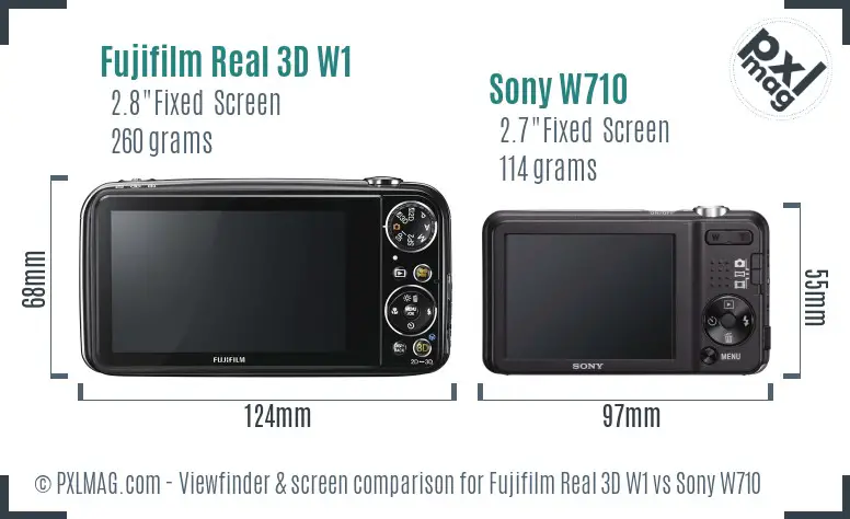 Fujifilm Real 3D W1 vs Sony W710 Screen and Viewfinder comparison