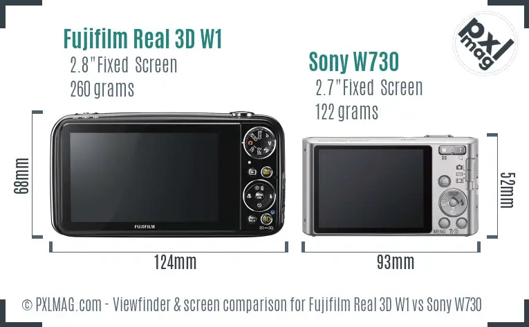 Fujifilm Real 3D W1 vs Sony W730 Screen and Viewfinder comparison