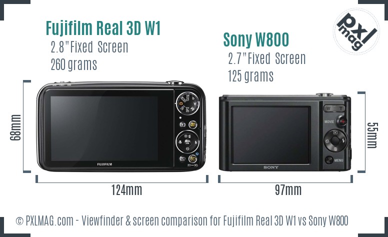 Fujifilm Real 3D W1 vs Sony W800 Screen and Viewfinder comparison