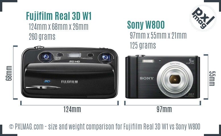 Fujifilm Real 3D W1 vs Sony W800 size comparison
