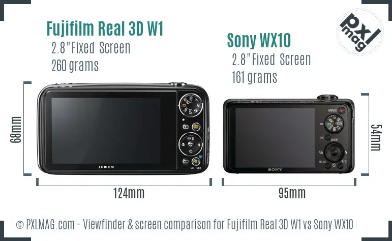 Fujifilm Real 3D W1 vs Sony WX10 Screen and Viewfinder comparison