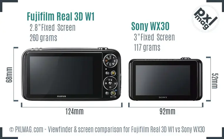 Fujifilm Real 3D W1 vs Sony WX30 Screen and Viewfinder comparison