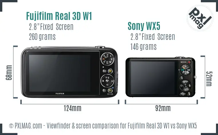 Fujifilm Real 3D W1 vs Sony WX5 Screen and Viewfinder comparison