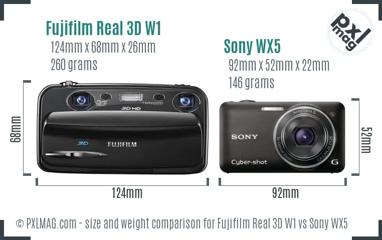 Fujifilm Real 3D W1 vs Sony WX5 size comparison