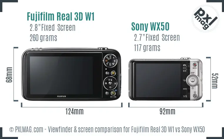 Fujifilm Real 3D W1 vs Sony WX50 Screen and Viewfinder comparison