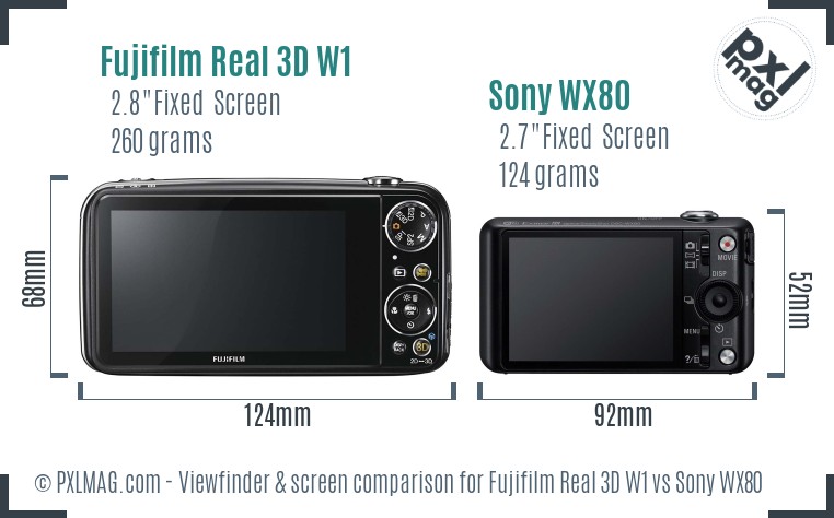 Fujifilm Real 3D W1 vs Sony WX80 Screen and Viewfinder comparison