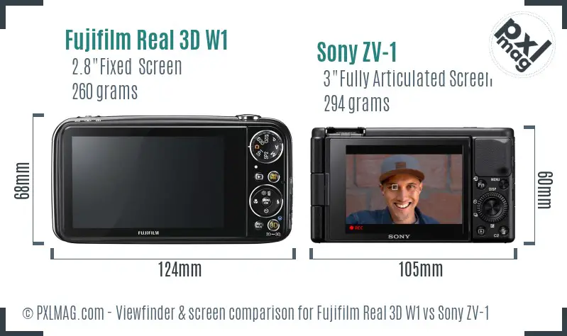 Fujifilm Real 3D W1 vs Sony ZV-1 Screen and Viewfinder comparison Fujifilm Real 3D W1 vs Sony ZV-1 Screen and Viewfinder comparison