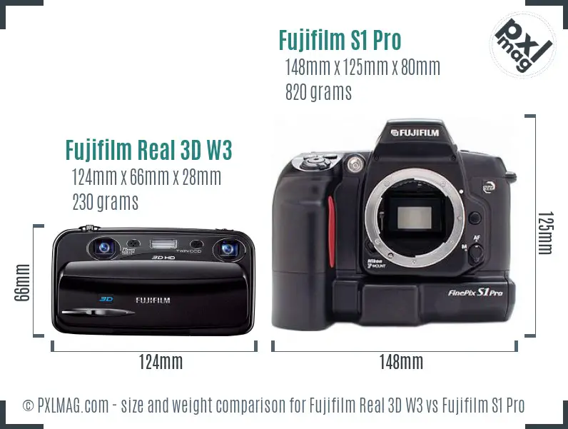 Fujifilm Real 3D W3 vs Fujifilm S1 Pro size comparison