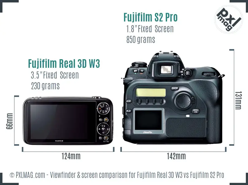 Fujifilm Real 3D W3 vs Fujifilm S2 Pro Screen and Viewfinder comparison Fujifilm Real 3D W3 vs Fujifilm S2 Pro Screen and Viewfinder comparison