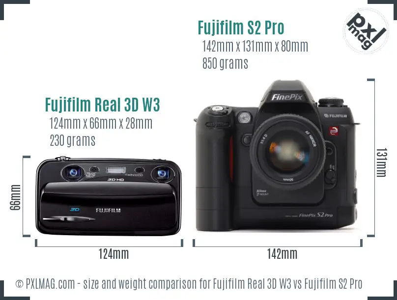 Fujifilm Real 3D W3 vs Fujifilm S2 Pro size comparison Fujifilm Real 3D W3 vs Fujifilm S2 Pro size comparison