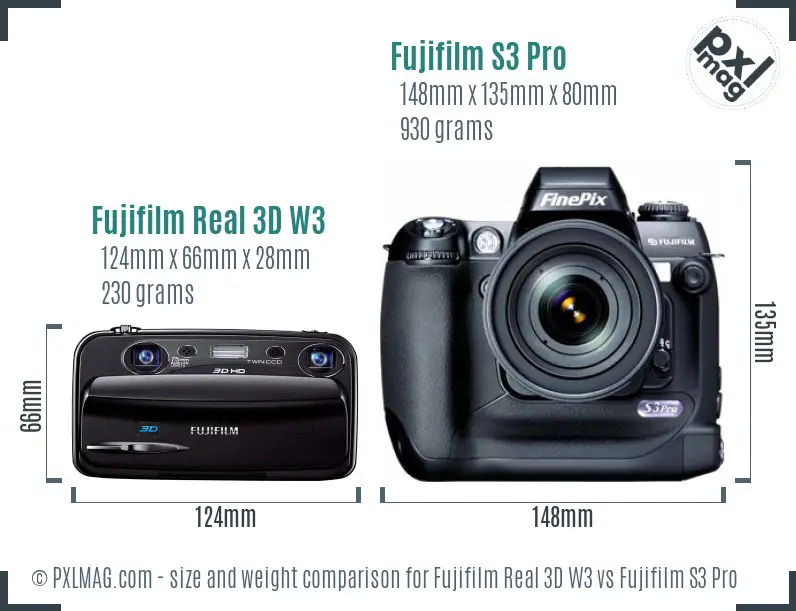 Fujifilm Real 3D W3 vs Fujifilm S3 Pro size comparison Fujifilm Real 3D W3 vs Fujifilm S3 Pro size comparison
