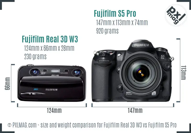 Fujifilm Real 3D W3 vs Fujifilm S5 Pro size comparison Fujifilm Real 3D W3 vs Fujifilm S5 Pro size comparison