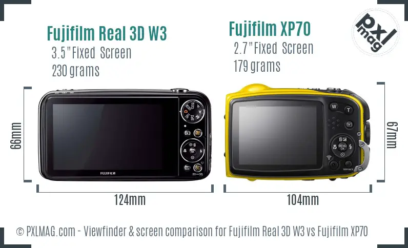 Fujifilm Real 3D W3 vs Fujifilm XP70 Screen and Viewfinder comparison