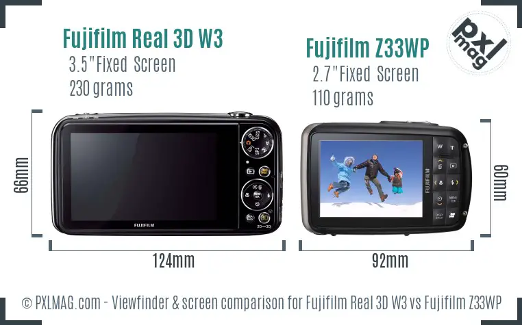 Fujifilm Real 3D W3 vs Fujifilm Z33WP Screen and Viewfinder comparison