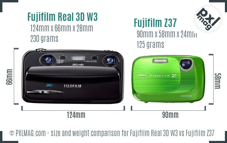 Fujifilm Real 3D W3 vs Fujifilm Z37 size comparison
