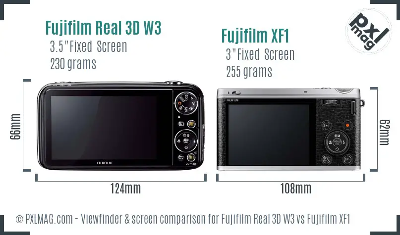 Fujifilm Real 3D W3 vs Fujifilm XF1 Screen and Viewfinder comparison
