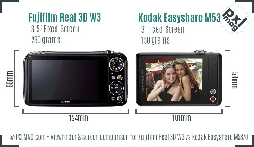 Fujifilm Real 3D W3 vs Kodak Easyshare M5370 Screen and Viewfinder comparison