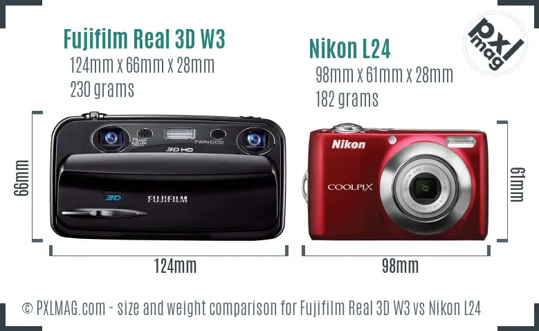 Fujifilm Real 3D W3 vs Nikon L24 size comparison Fujifilm Real 3D W3 vs Nikon L24 size comparison