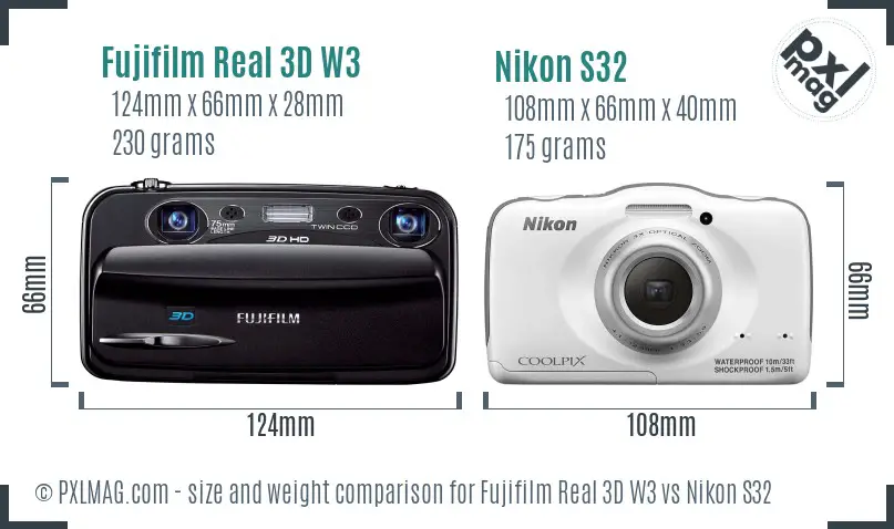 Fujifilm Real 3D W3 vs Nikon S32 size comparison Fujifilm Real 3D W3 vs Nikon S32 size comparison