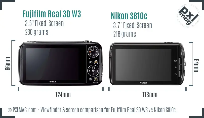 Fujifilm Real 3D W3 vs Nikon S810c Screen and Viewfinder comparison Fujifilm Real 3D W3 vs Nikon S810c Screen and Viewfinder comparison