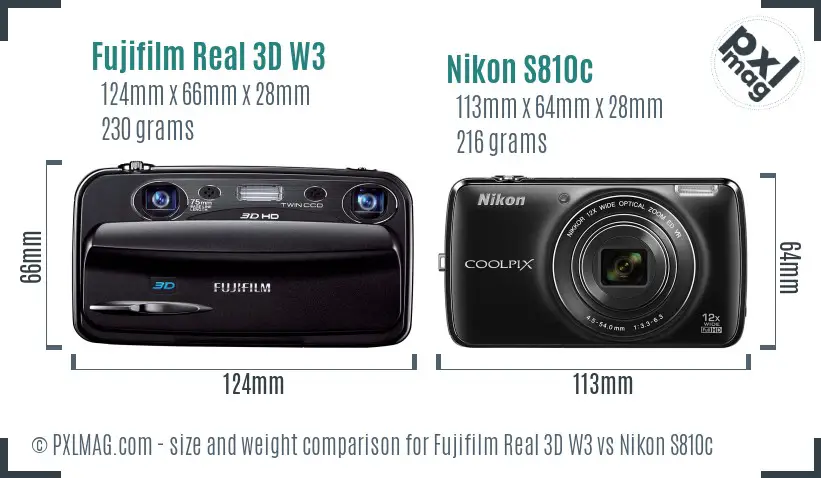 Fujifilm Real 3D W3 vs Nikon S810c size comparison Fujifilm Real 3D W3 vs Nikon S810c size comparison