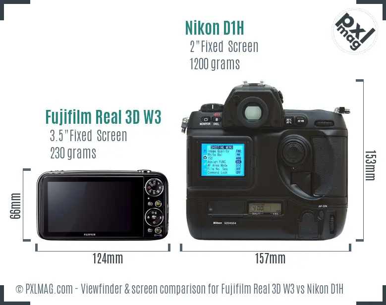 Fujifilm Real 3D W3 vs Nikon D1H Screen and Viewfinder comparison
