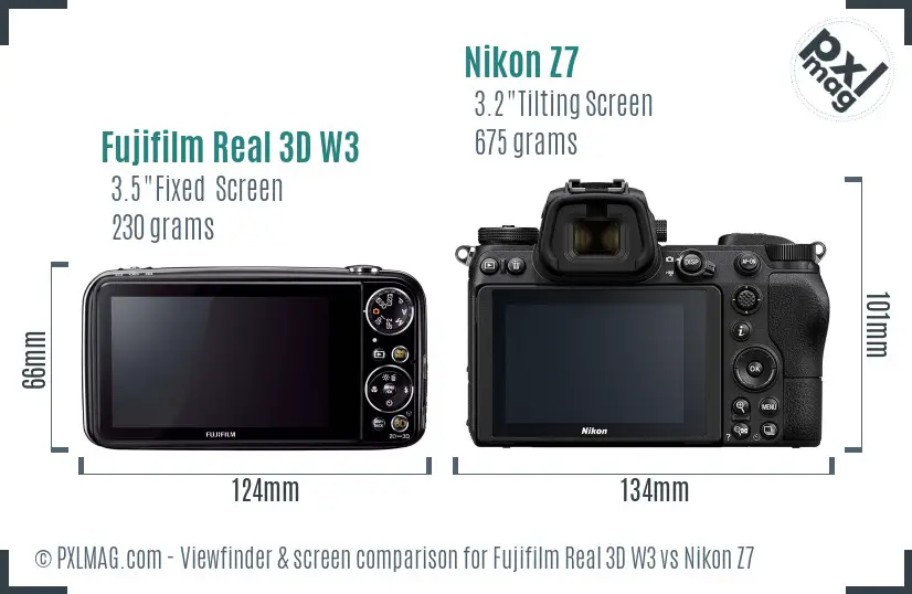 Fujifilm Real 3D W3 vs Nikon Z7 Screen and Viewfinder comparison