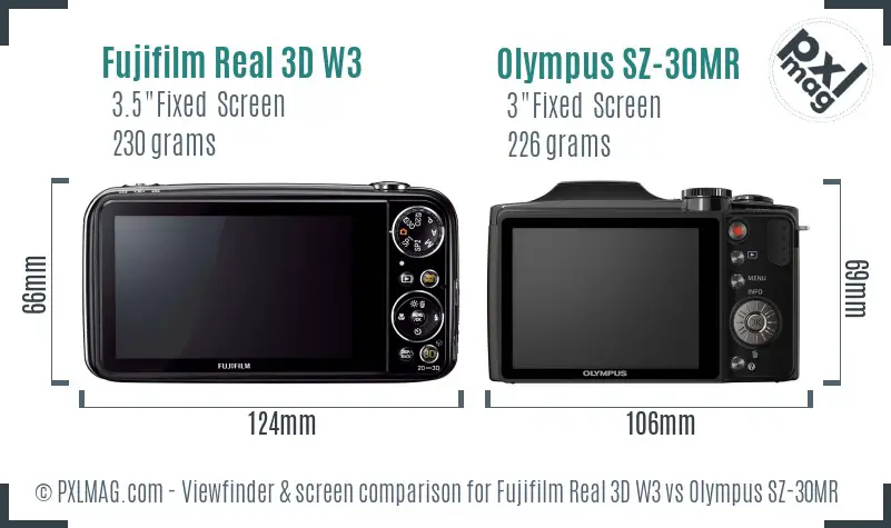 Fujifilm Real 3D W3 vs Olympus SZ-30MR Screen and Viewfinder comparison Fujifilm Real 3D W3 vs Olympus SZ-30MR Screen and Viewfinder comparison