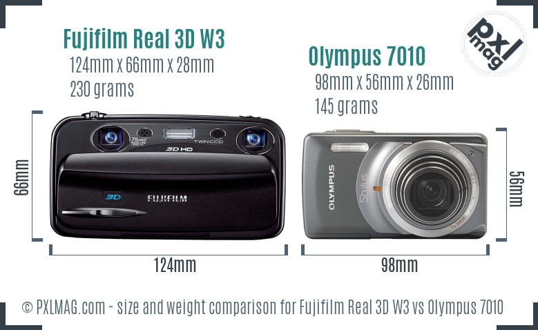 Fujifilm Real 3D W3 vs Olympus 7010 size comparison