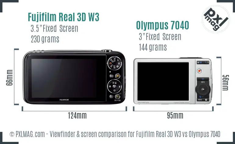 Fujifilm Real 3D W3 vs Olympus 7040 Screen and Viewfinder comparison