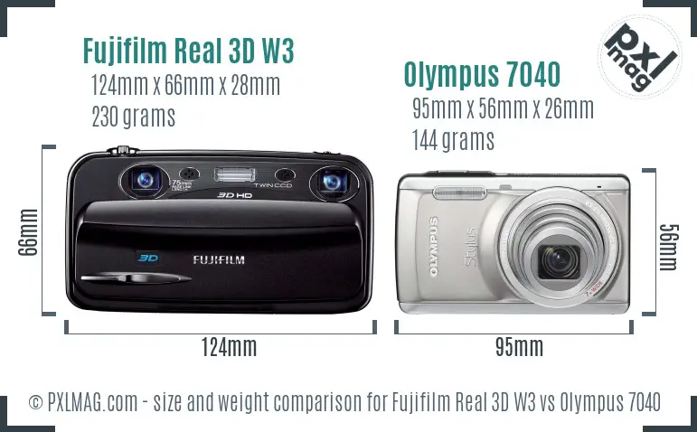 Fujifilm Real 3D W3 vs Olympus 7040 size comparison Fujifilm Real 3D W3 vs Olympus 7040 size comparison