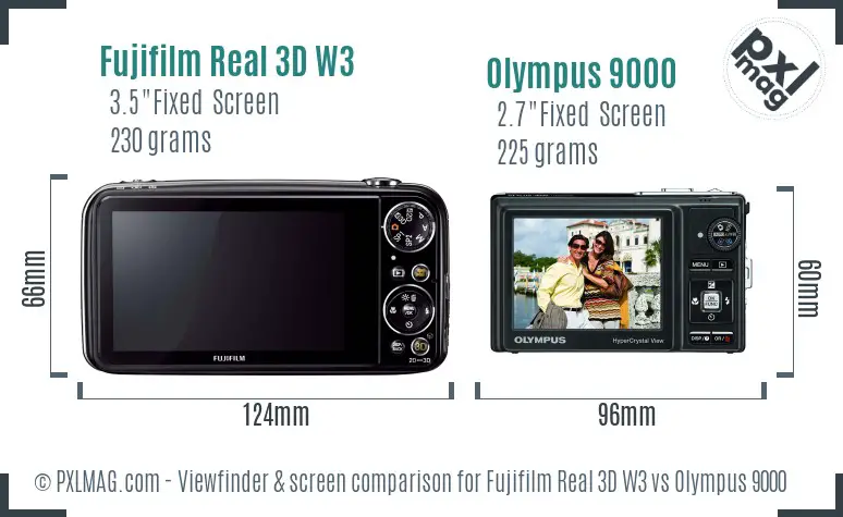 Fujifilm Real 3D W3 vs Olympus 9000 Screen and Viewfinder comparison Fujifilm Real 3D W3 vs Olympus 9000 Screen and Viewfinder comparison