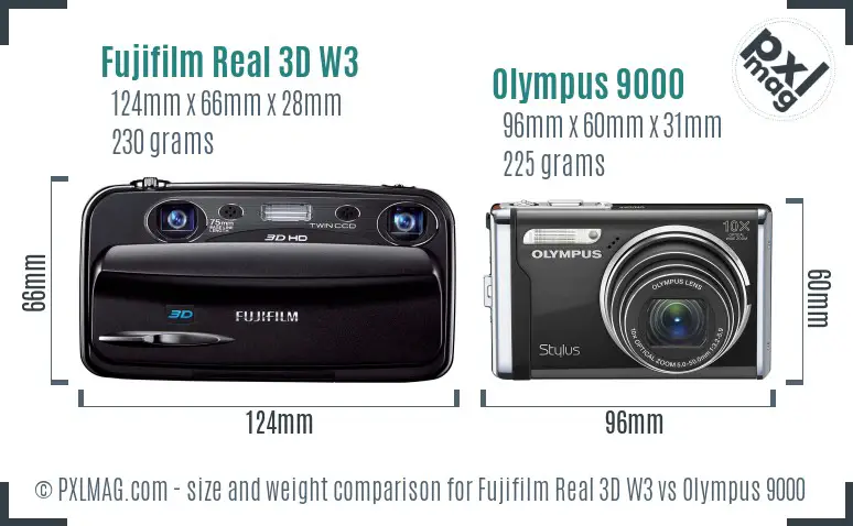 Fujifilm Real 3D W3 vs Olympus 9000 size comparison Fujifilm Real 3D W3 vs Olympus 9000 size comparison