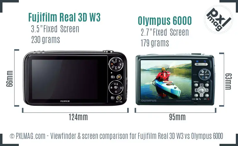 Fujifilm Real 3D W3 vs Olympus 6000 Screen and Viewfinder comparison