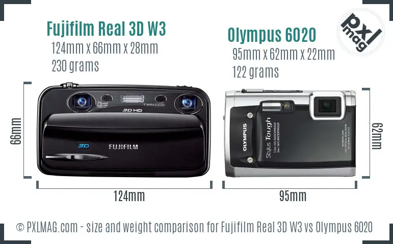 Fujifilm Real 3D W3 vs Olympus 6020 size comparison Fujifilm Real 3D W3 vs Olympus 6020 size comparison